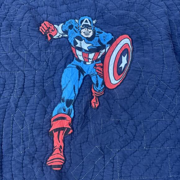 Pottery Barn kids Marvel Captain America handstitched queen size quilt - Picture 1 of 7